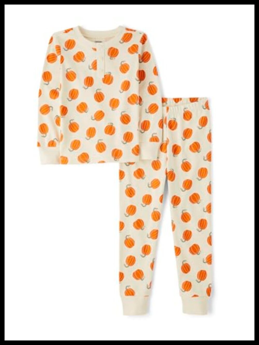 Toddler 100% Cotton Henley Pajama Set Long Sleeve Pumpkin Halloween